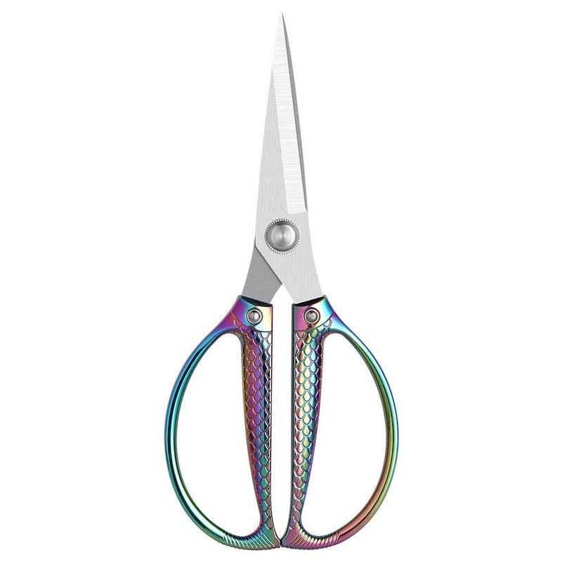 Jasni Stainless Steel Heavy Duty kitchen shears scissors for food meat poultry cooking cutting sharp Powerful strong professional All-Purpose pretty Color rainbow iridescent Titanium utility Office - Image 2